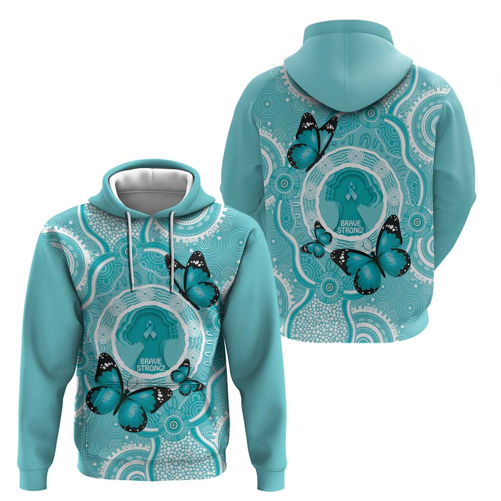 Australia Cervical Cancer Awareness Month Hoodie Brave Strong Butterfly Aboriginal Art