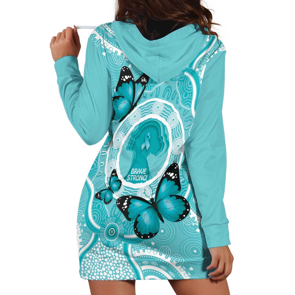 Australia Cervical Cancer Awareness Month Hoodie Dress Brave Strong Butterfly Aboriginal Art
