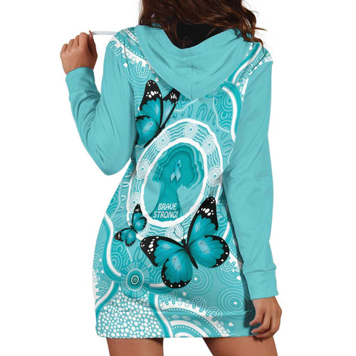 Australia Cervical Cancer Awareness Month Hoodie Dress Brave Strong Butterfly Aboriginal Art