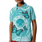 Australia Cervical Cancer Awareness Month Kid Polo Shirt Brave Strong Butterfly Aboriginal Art