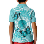 Australia Cervical Cancer Awareness Month Kid Polo Shirt Brave Strong Butterfly Aboriginal Art