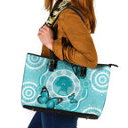 Australia Cervical Cancer Awareness Month Leather Tote Bag Brave Strong Butterfly Aboriginal Art