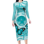 Australia Cervical Cancer Awareness Month Long Sleeve Bodycon Dress Brave Strong Butterfly Aboriginal Art
