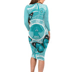 Australia Cervical Cancer Awareness Month Long Sleeve Bodycon Dress Brave Strong Butterfly Aboriginal Art