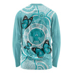 Australia Cervical Cancer Awareness Month Long Sleeve Shirt Brave Strong Butterfly Aboriginal Art