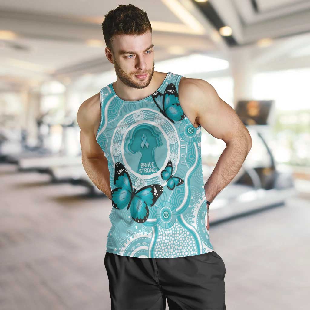 Australia Cervical Cancer Awareness Month Men Tank Top Brave Strong Butterfly Aboriginal Art