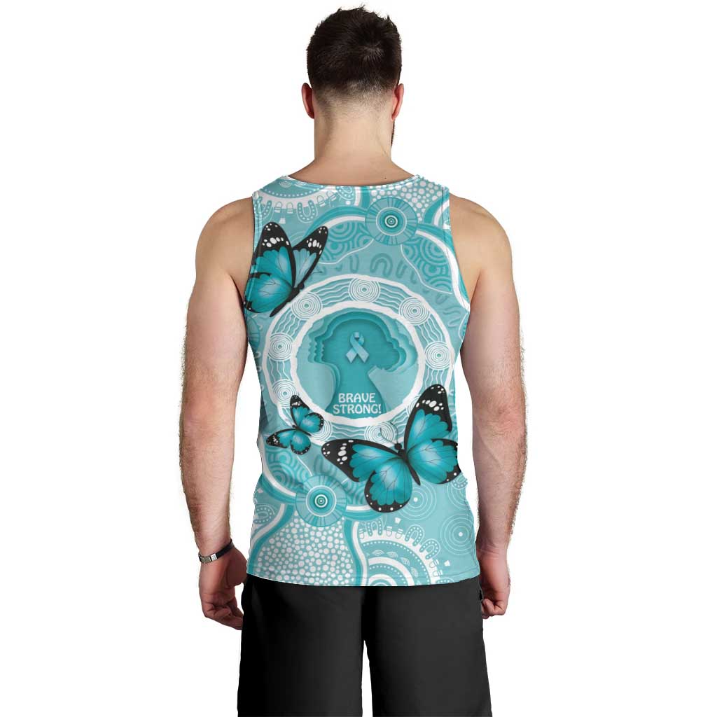 Australia Cervical Cancer Awareness Month Men Tank Top Brave Strong Butterfly Aboriginal Art