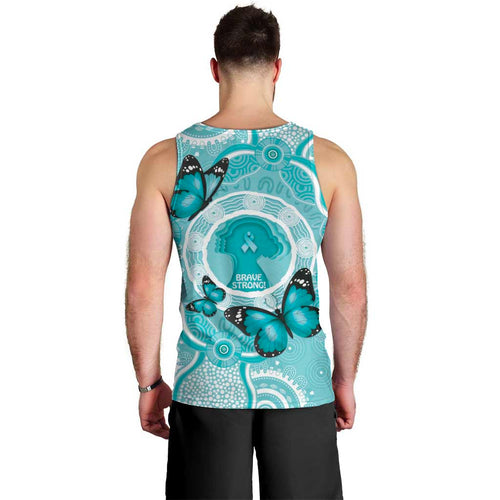 Australia Cervical Cancer Awareness Month Men Tank Top Brave Strong Butterfly Aboriginal Art