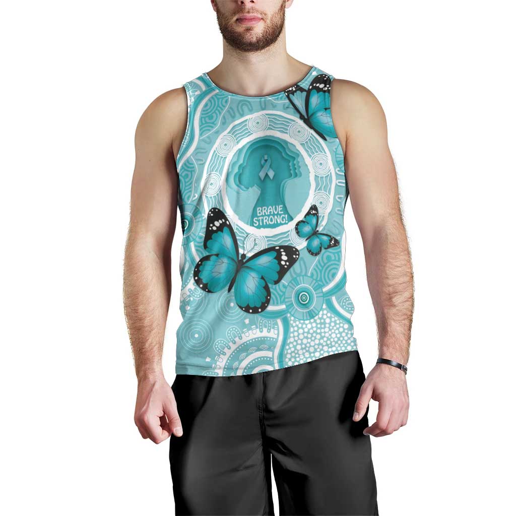 Australia Cervical Cancer Awareness Month Men Tank Top Brave Strong Butterfly Aboriginal Art