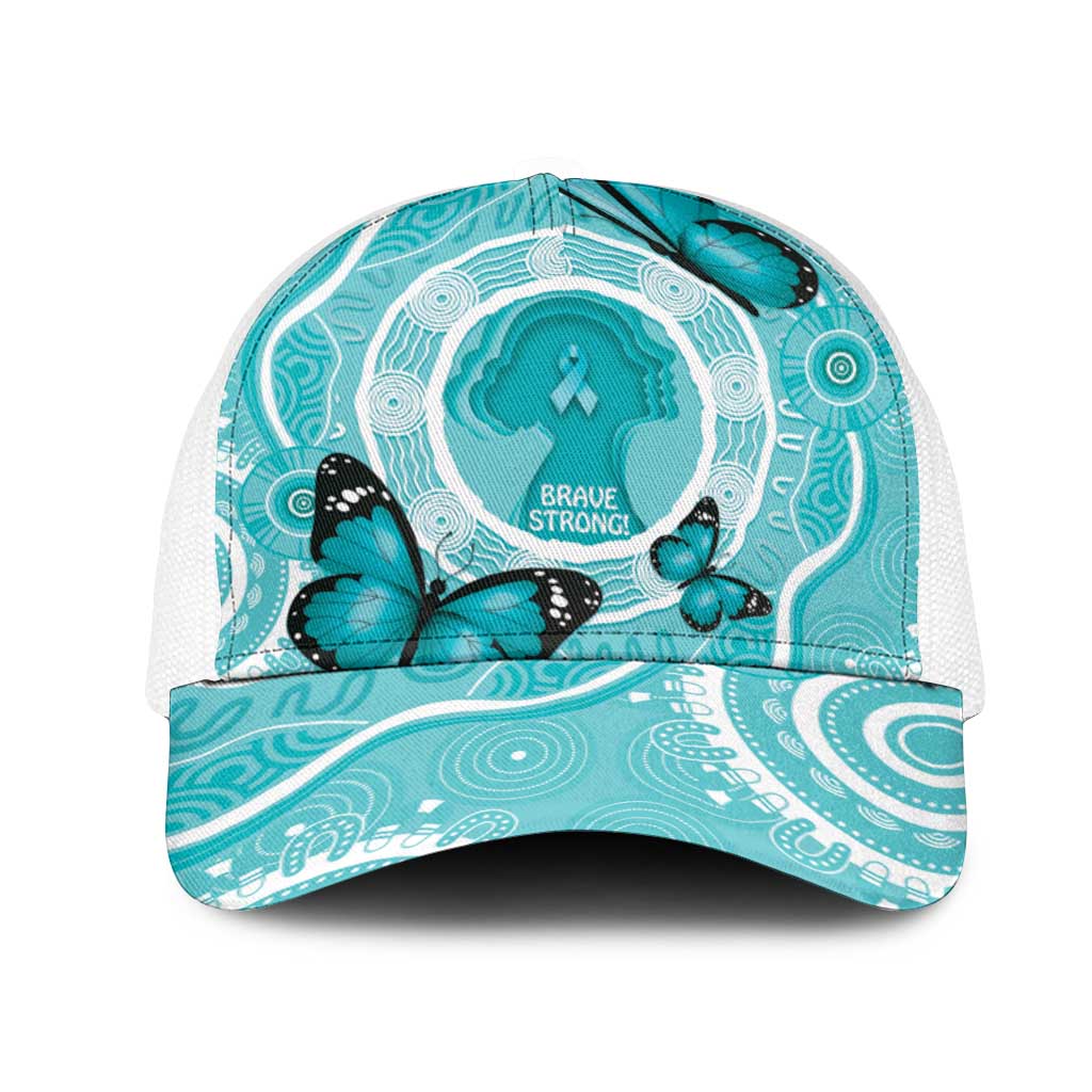 Australia Cervical Cancer Awareness Mesh Trucker Cap Aboriginal Brave Strong Butterfly - Aussie Hoodie
