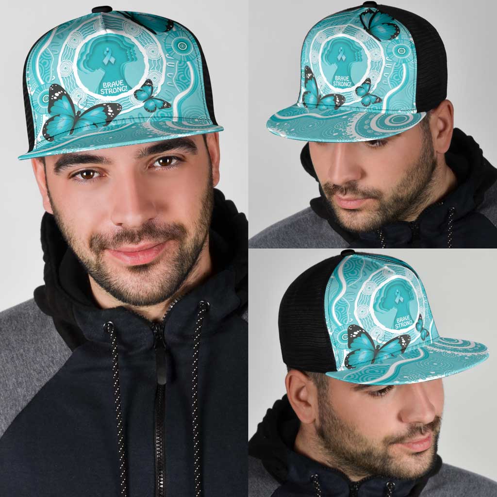Australia Cervical Cancer Awareness Mesh Trucker Cap Aboriginal Brave Strong Butterfly - Aussie Hoodie
