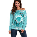 Australia Cervical Cancer Awareness Month Off Shoulder Sweater Brave Strong Butterfly Aboriginal Art
