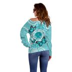 Australia Cervical Cancer Awareness Month Off Shoulder Sweater Brave Strong Butterfly Aboriginal Art