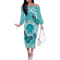 Australia Cervical Cancer Awareness Month Off The Shoulder Long Sleeve Dress Brave Strong Butterfly Aboriginal Art