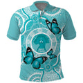 Australia Cervical Cancer Awareness Month Polo Shirt Brave Strong Butterfly Aboriginal Art