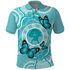 Australia Cervical Cancer Awareness Month Polo Shirt Brave Strong Butterfly Aboriginal Art