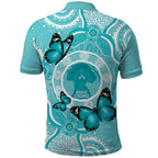 Australia Cervical Cancer Awareness Month Polo Shirt Brave Strong Butterfly Aboriginal Art