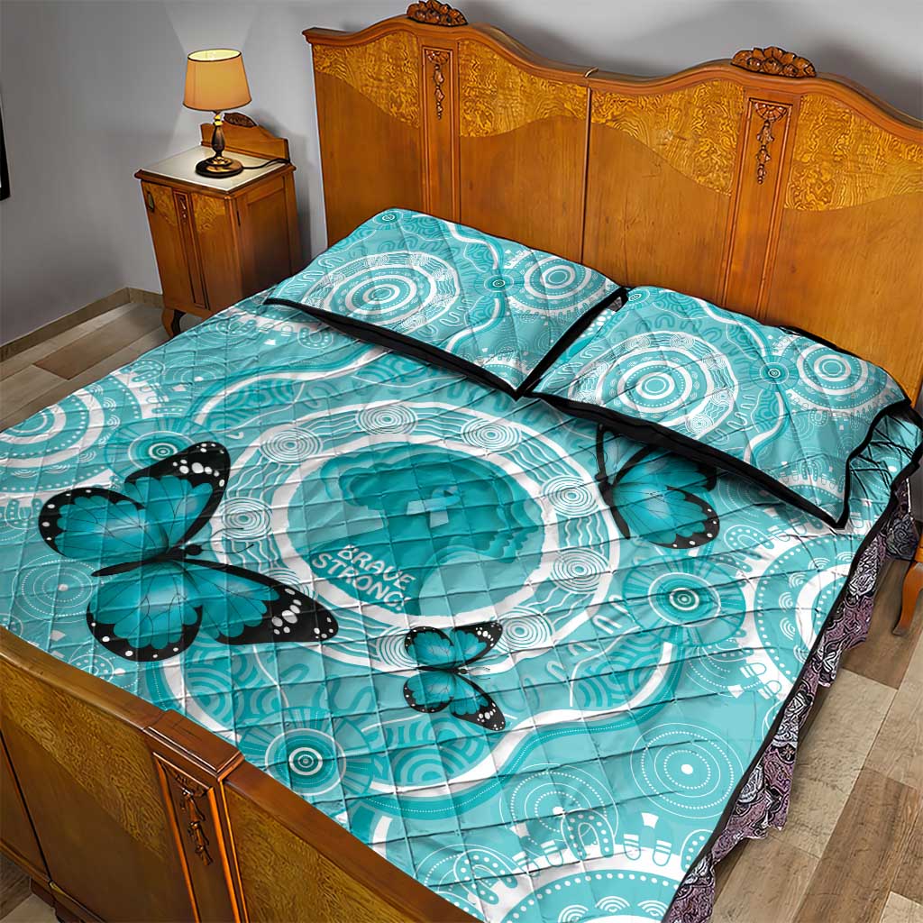 Australia Cervical Cancer Awareness Month Quilt Bed Set Brave Strong Butterfly Aboriginal Art