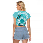 Australia Cervical Cancer Awareness Month Raglan Cropped T Shirt Brave Strong Butterfly Aboriginal Art