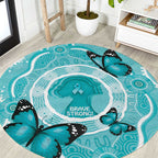 Australia Cervical Cancer Awareness Month Round Carpet Brave Strong Butterfly Aboriginal Art