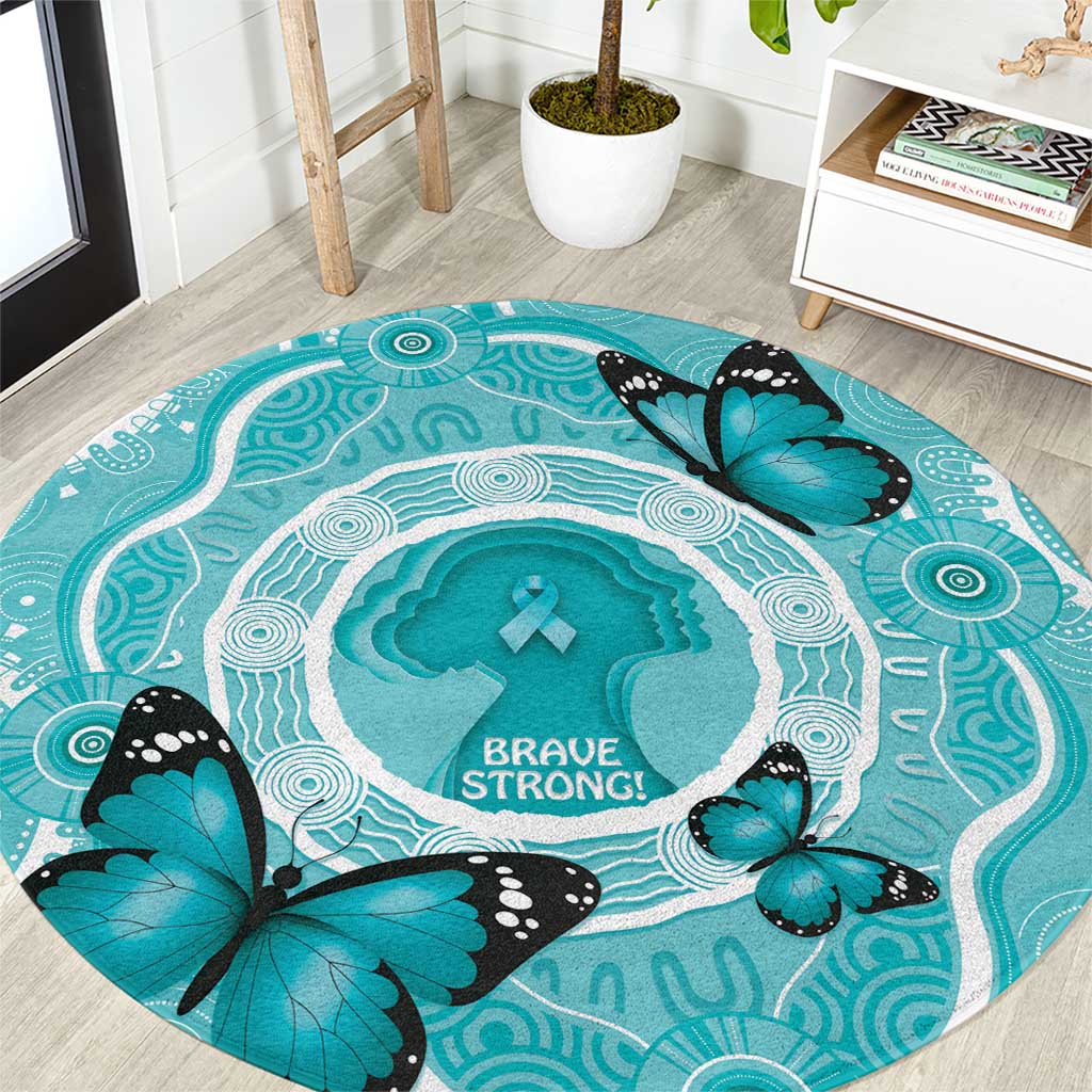 Australia Cervical Cancer Awareness Month Round Carpet Brave Strong Butterfly Aboriginal Art