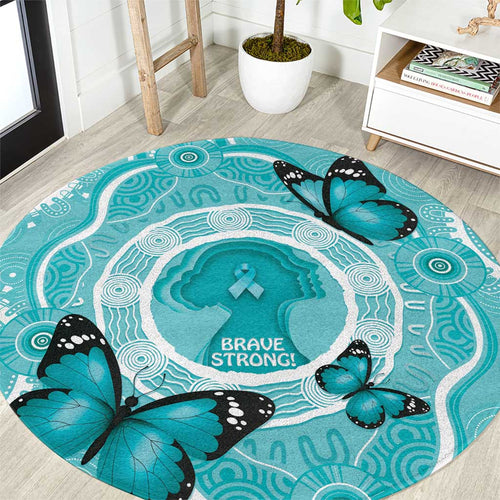 Australia Cervical Cancer Awareness Month Round Carpet Brave Strong Butterfly Aboriginal Art