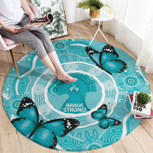 Australia Cervical Cancer Awareness Month Round Carpet Brave Strong Butterfly Aboriginal Art