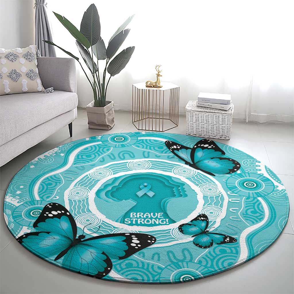 Australia Cervical Cancer Awareness Month Round Carpet Brave Strong Butterfly Aboriginal Art