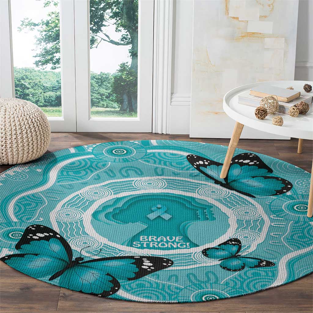 Australia Cervical Cancer Awareness Month Round Carpet Brave Strong Butterfly Aboriginal Art