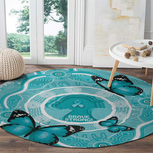 Australia Cervical Cancer Awareness Month Round Carpet Brave Strong Butterfly Aboriginal Art