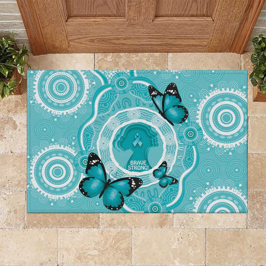 Australia Cervical Cancer Awareness Month Rubber Doormat Brave Strong Butterfly Aboriginal Art