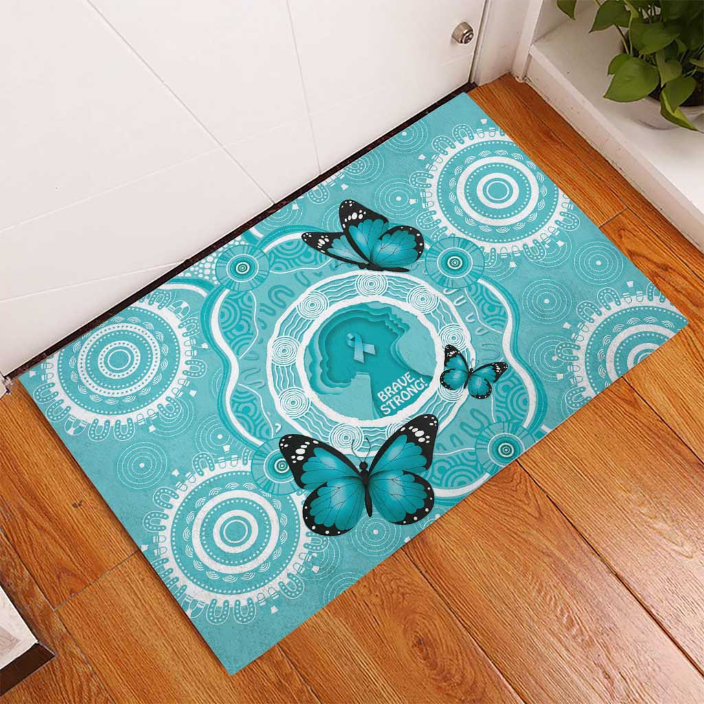 Australia Cervical Cancer Awareness Month Rubber Doormat Brave Strong Butterfly Aboriginal Art