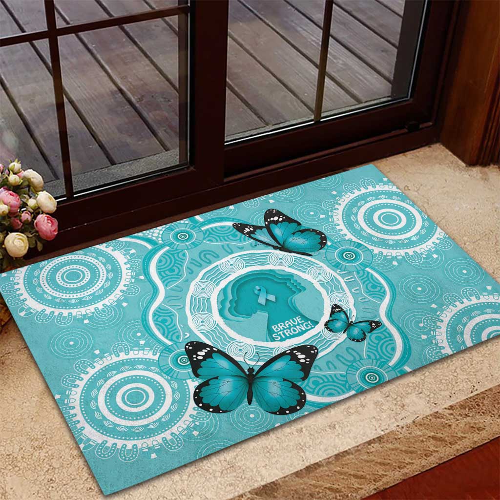 Australia Cervical Cancer Awareness Month Rubber Doormat Brave Strong Butterfly Aboriginal Art