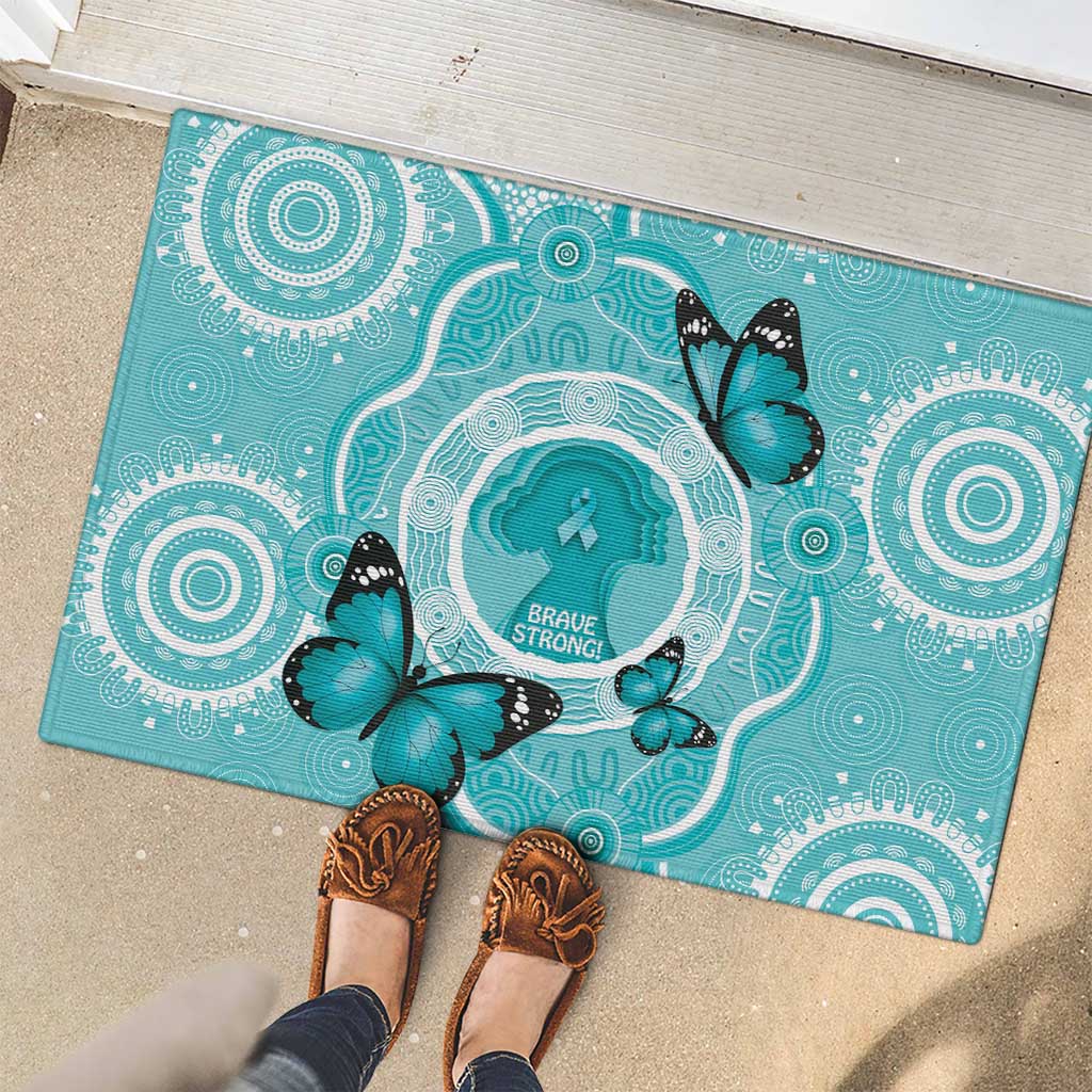 Australia Cervical Cancer Awareness Month Rubber Doormat Brave Strong Butterfly Aboriginal Art