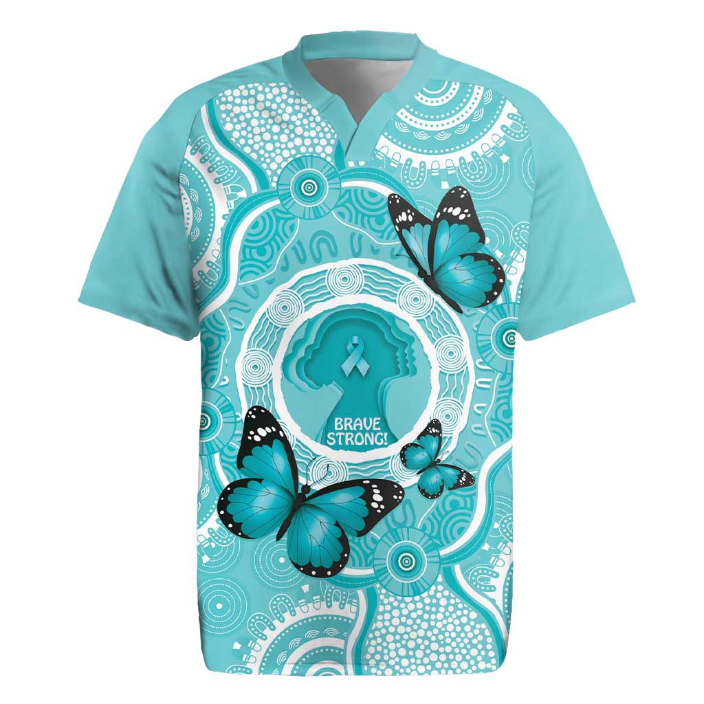 Australia Cervical Cancer Awareness Month Rugby Jersey Brave Strong Butterfly Aboriginal Art