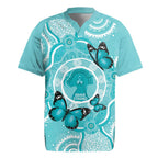 Australia Cervical Cancer Awareness Month Rugby Jersey Brave Strong Butterfly Aboriginal Art