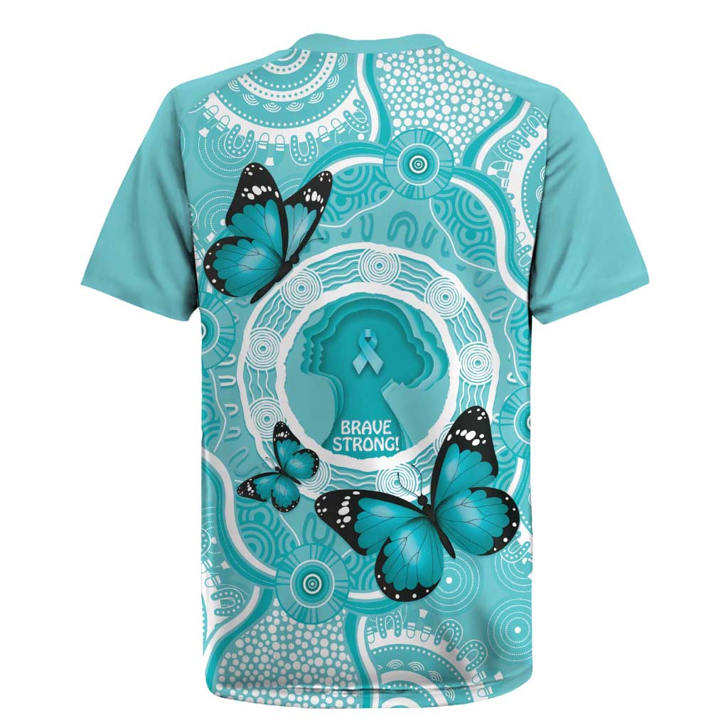 Australia Cervical Cancer Awareness Month Rugby Jersey Brave Strong Butterfly Aboriginal Art
