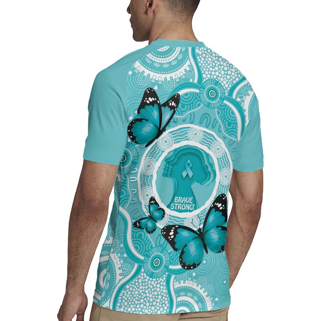 Australia Cervical Cancer Awareness Month Rugby Jersey Brave Strong Butterfly Aboriginal Art