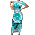 Australia Cervical Cancer Awareness Month Short Sleeve Bodycon Dress Brave Strong Butterfly Aboriginal Art
