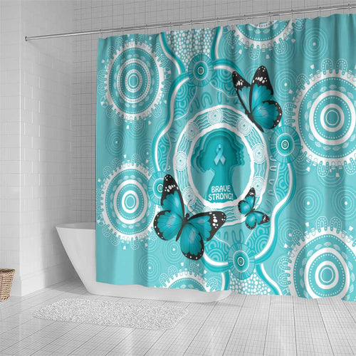 Australia Cervical Cancer Awareness Month Shower Curtain Brave Strong Butterfly Aboriginal Art