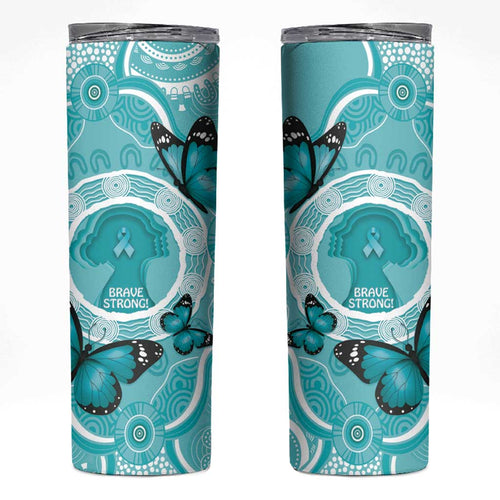 Australia Cervical Cancer Awareness Month Skinny Tumbler Brave Strong Butterfly Aboriginal Art