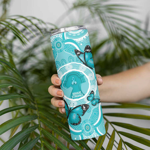 Australia Cervical Cancer Awareness Month Skinny Tumbler Brave Strong Butterfly Aboriginal Art