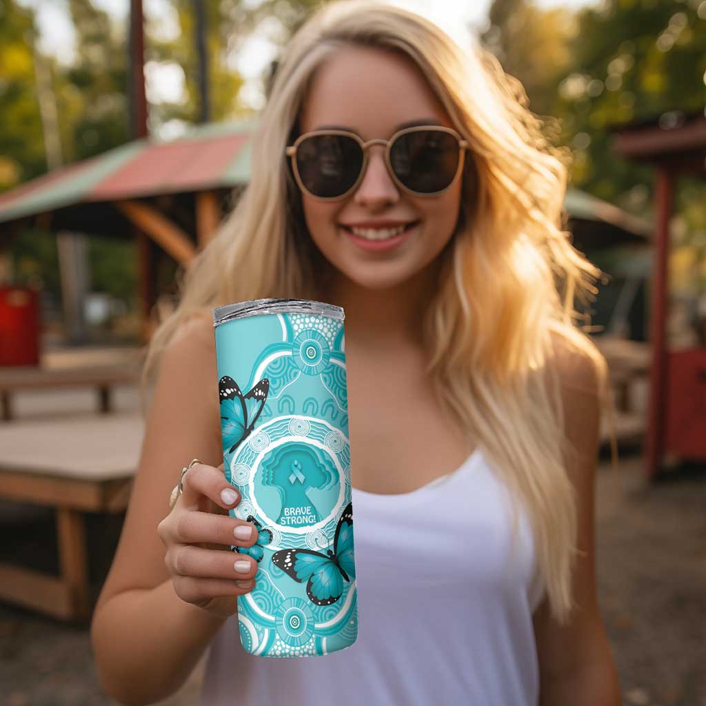 Australia Cervical Cancer Awareness Month Skinny Tumbler Brave Strong Butterfly Aboriginal Art