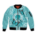 Australia Cervical Cancer Awareness Month Sleeve Zip Bomber Jacket Brave Strong Butterfly Aboriginal Art