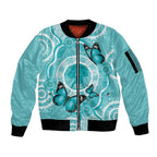 Australia Cervical Cancer Awareness Month Sleeve Zip Bomber Jacket Brave Strong Butterfly Aboriginal Art