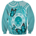 Australia Cervical Cancer Awareness Month Sweatshirt Brave Strong Butterfly Aboriginal Art