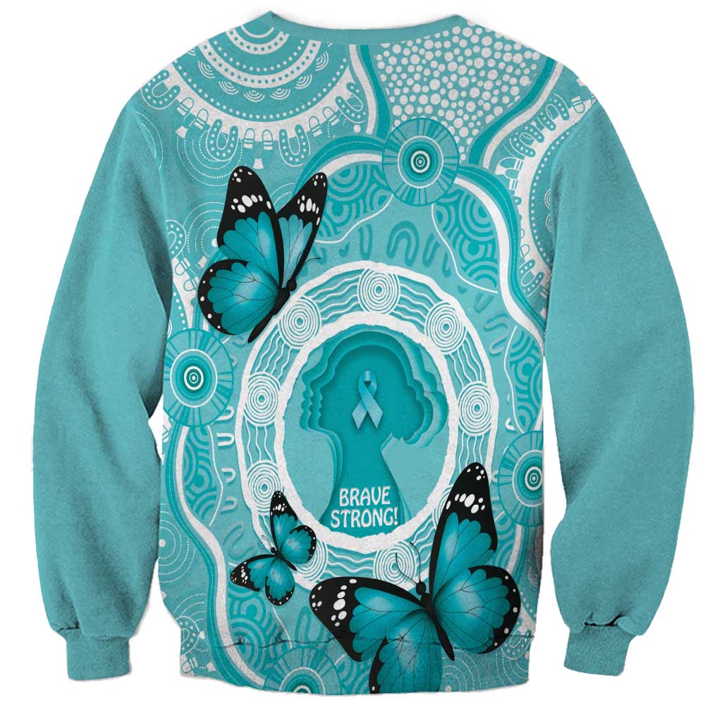 Australia Cervical Cancer Awareness Month Sweatshirt Brave Strong Butterfly Aboriginal Art