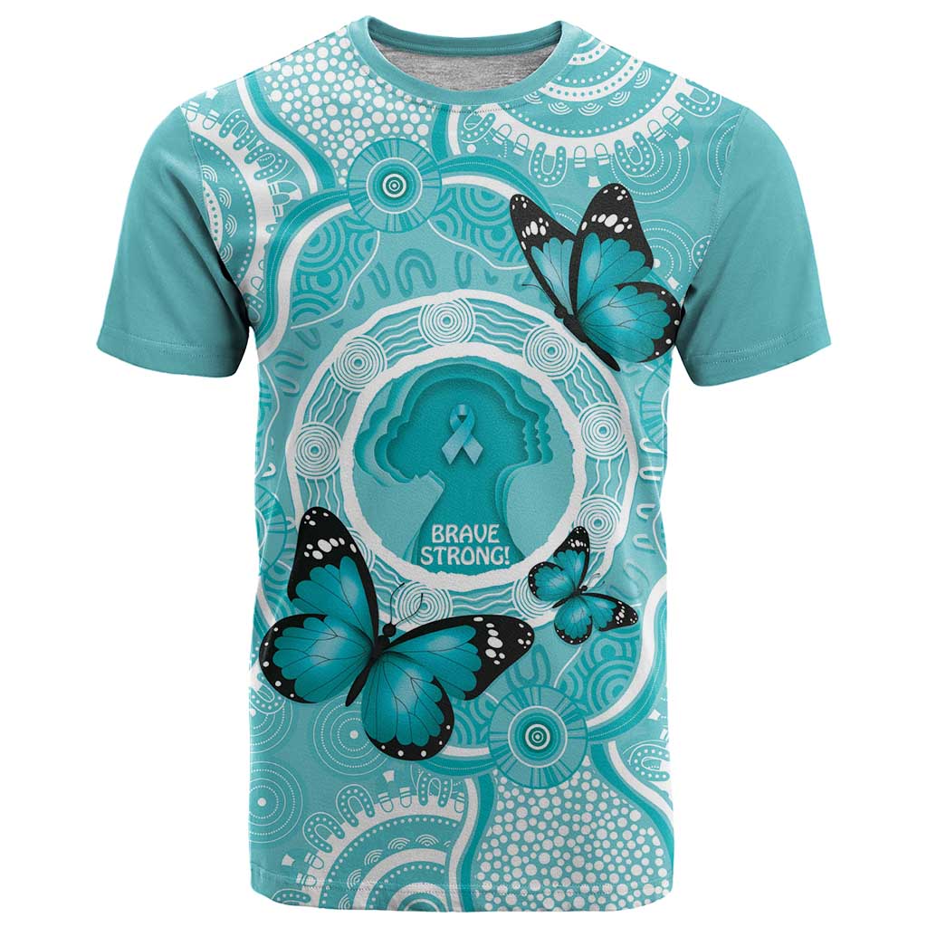 Australia Cervical Cancer Awareness Month T Shirt Brave Strong Butterfly Aboriginal Art