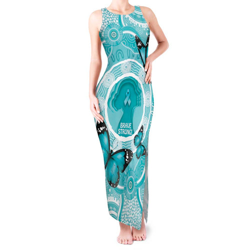 Australia Cervical Cancer Awareness Month Tank Maxi Dress Brave Strong Butterfly Aboriginal Art