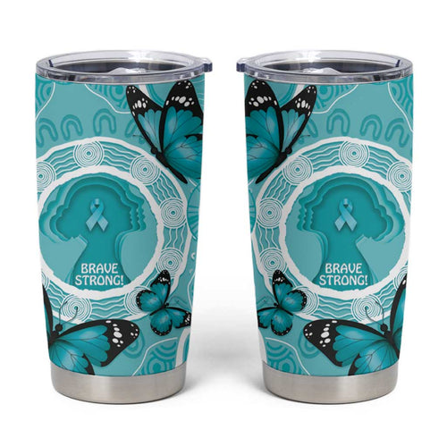Australia Cervical Cancer Awareness Month Tumbler Cup Brave Strong Butterfly Aboriginal Art